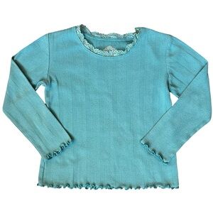 Thereabouts Size 6/6x girls lettuce edged long sleeve teal long sleeve shirt